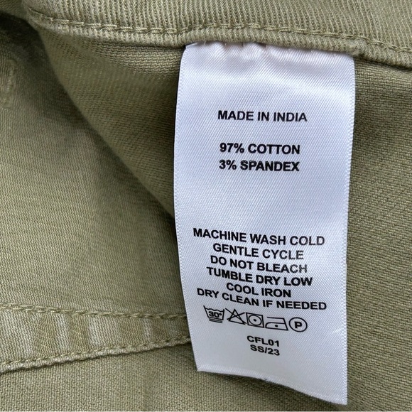 Quince Stretch Cotton Wide Leg Crop Chino Pants Size 10 Olive Green High Rise - Picture 11 of 12